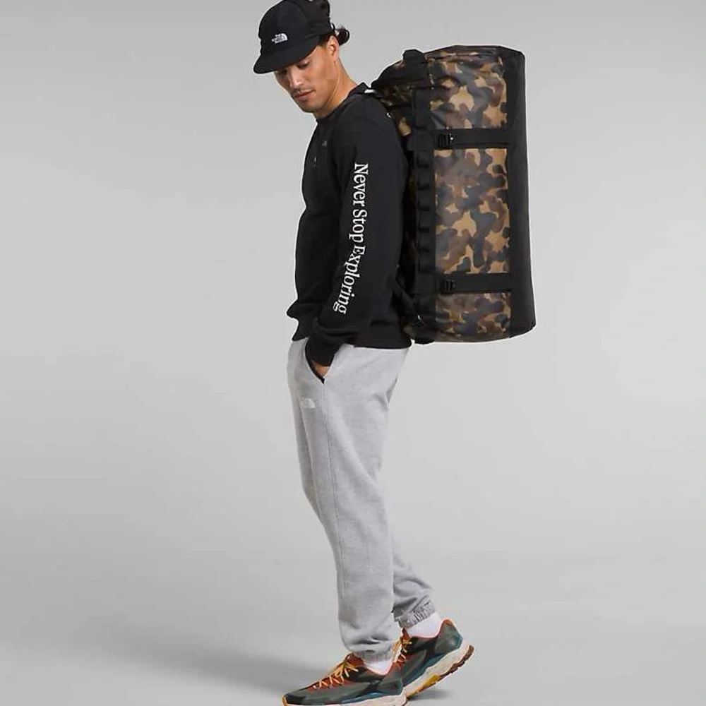 The North Face Base Camp Duffel Bag In Taupe Green Camo/Black